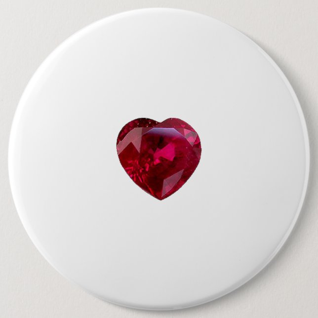 Ruby Heart Red Gemstone Button (Front)