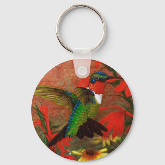 Ruby Hummingbird Key Ring (Front)