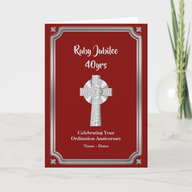 RUBY Jubilee Ordination Anniversary Priest 40th Card (Front)