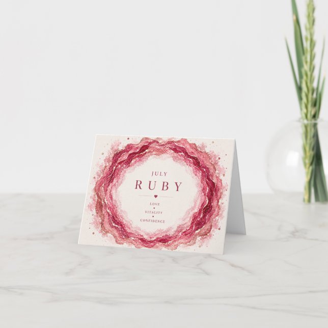 Ruby July Birthstone Thank You Card (Front)