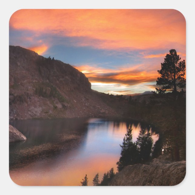 Ruby Lake Sunset - John Muir Trail - Sierra Nevada Square Sticker (Front)