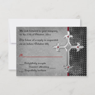 Ruby Mediaeval Celtic Cross RSVP Card
