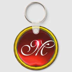 RUBY MONOGRAM ,red yellow Key Ring