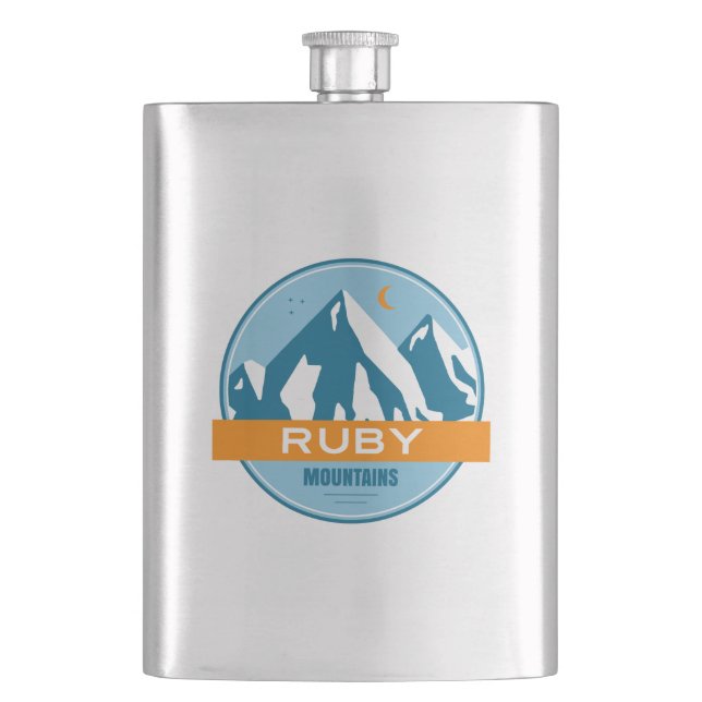 Ruby Mountains Nevada Stars Moon Hip Flask (Front)