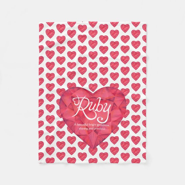 Ruby name meaning watercolor heart gem blanket (Front)