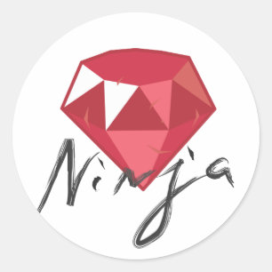 Ruby Ninja Gemstone Geek Classic Round Sticker