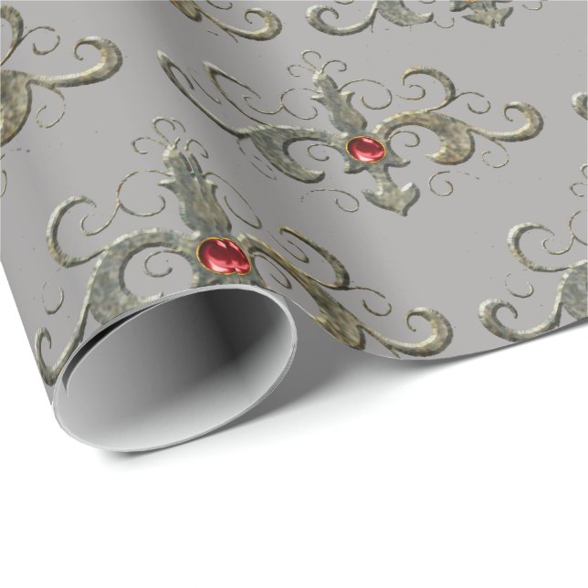 Ruby on Silver Wrapping Paper (Roll Corner)