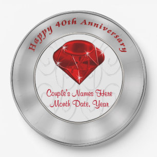 Ruby Personalised 40th Anniversary Paper Plates