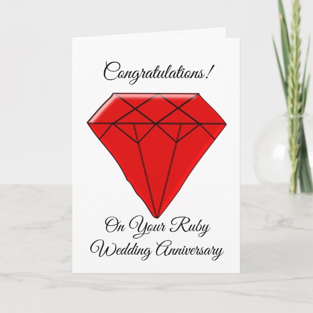 Ruby Personalised 40th Wedding Anniversary Card (Front)