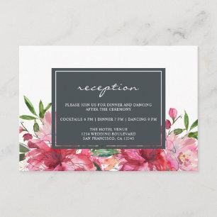 Ruby Pink Peony Floral Botanical Wedding Enclosure Card