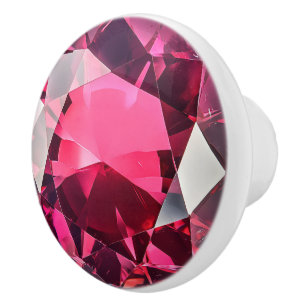 Ruby Pink Red Gem Pattern Ceramic Knob