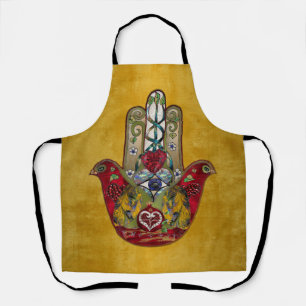 Ruby Pomegranate Heart Red Bird Hamsa Apron