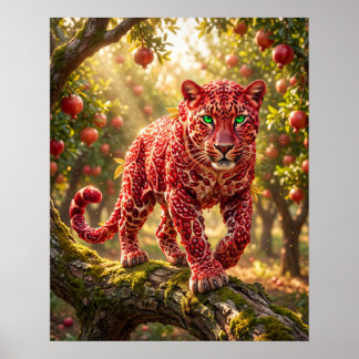 Ruby Pomegranate Leopard Poster