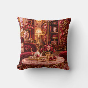 Ruby Pomegranate Velvet Tea Salon Cushion