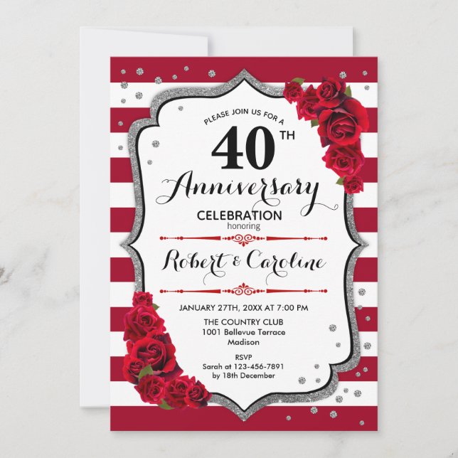 Ruby Red 40th Anniversary Invitation (Front)