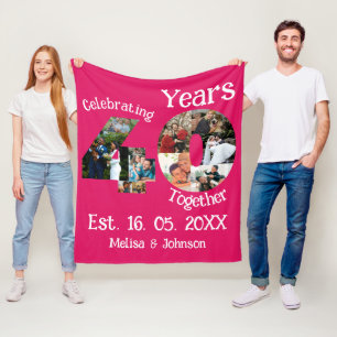 Ruby Red 40th Wedding Anniversary 11 Photo Collage Fleece Blanket