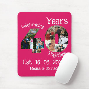 Ruby Red 40th Wedding Anniversary 11 Photo Collage Mouse Pad