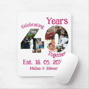 Ruby Red 40th Wedding Anniversary 11 Photo Collage Mouse Pad