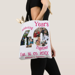 Ruby Red 40th Wedding Anniversary 11 Photo Collage Tote Bag