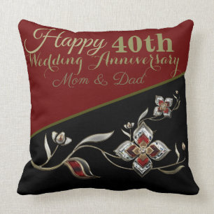 Ruby Red 40th Wedding Anniversary Mum and Dad Cushion