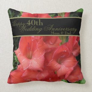 Ruby Red 40th Wedding Anniversary Mum and Dad Cushion
