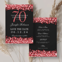 Ruby Red 70th Birthday Save the Date w/ Details