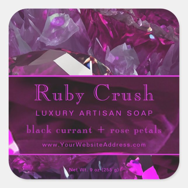 Ruby Red Abstract Magenta Hot Pink Product Label (Front)