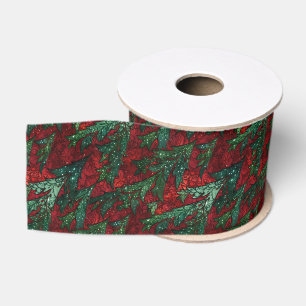 Ruby Red and Emerald Green Christmas Tree Grosgrain Ribbon