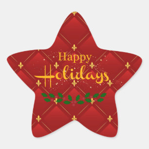 Ruby Red and Gold Art Deco/Art Nouveau Star Sticker