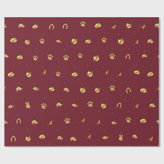 Ruby Red and Gold Pet Wrapping Paper, Dog Cat Bunn Paper