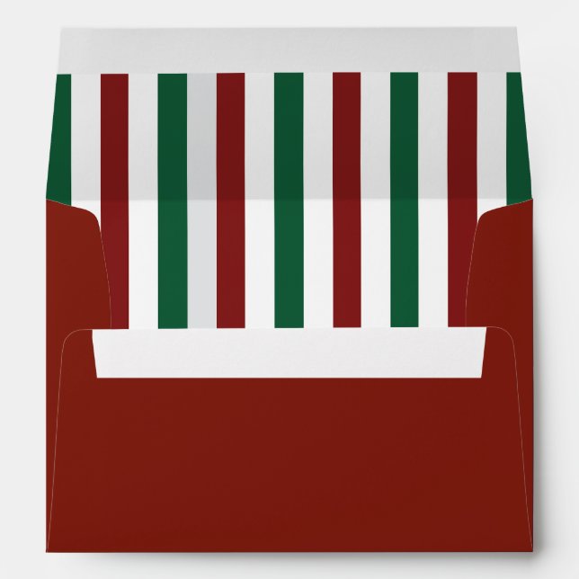 Ruby Red and Green Striped Envelopes with Address (Back (Bottom))