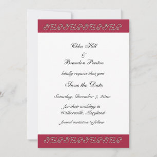 Ruby Red and Pearls Save the Date