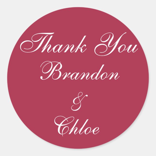 Ruby Red and Pearls Thank You Sticker (Front)