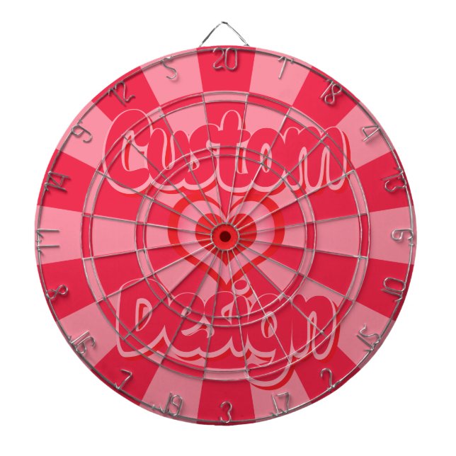 Ruby Red and Pink Heart Design Custom Text Dartboard (Front)