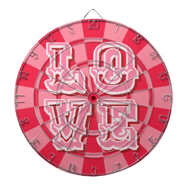 Ruby Red and Pink Vintage LOVE Cute Retro Design Dartboard (Front)