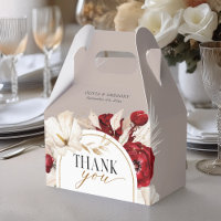 Ruby red and white floral wedding thank you