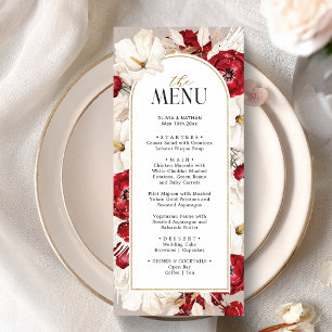 Ruby red and white floral wedding Wedding Dinner Menu