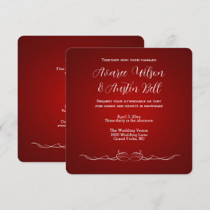 Ruby Red and White Minimalist Wedding  Invitation