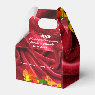 Ruby Red Anniversary Draped Red Velvet Nasturtium Favour Box