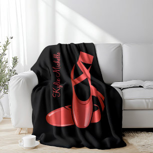Ruby Red Ballet Slippers w Name Dance Fleece Blanket