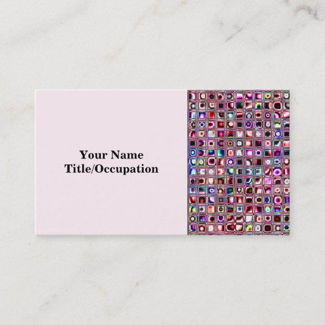 Ruby Red 'Bijoux' Textured Mosaic Tiles Pattern Business Card (Front)