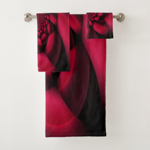 Ruby Red Black Petal Bath Towel Set