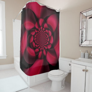 Ruby Red Black Petal Shower Curtain