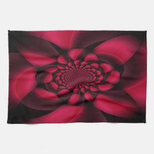 Ruby Red Black Petal Tea Towel