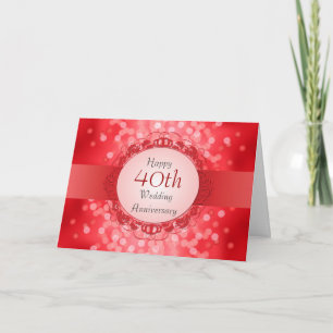 Ruby Red Bokeh 40th Anniversary Card