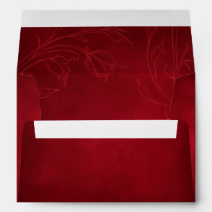 Ruby Red Botanical Rose Garden Wedding Envelope