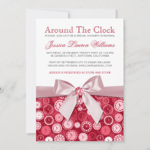 Ruby Red Bridal Shower Theme Around The Clock Invi Invitation