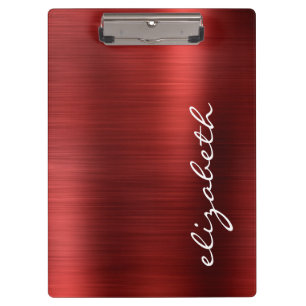 Ruby Red Brushed Metal Signature Script Clipboard