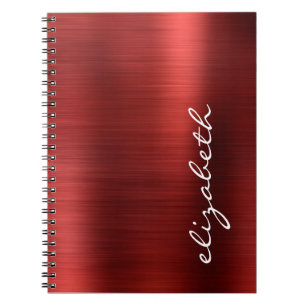 Ruby Red Brushed Metal Signature Script Notebook