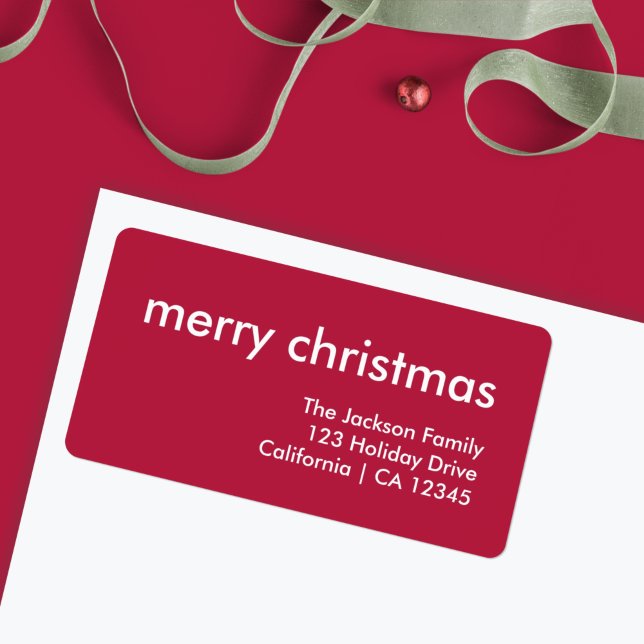 Ruby Red Christmas | Burgundy Minimalist Address Label (Creator Uploaded)